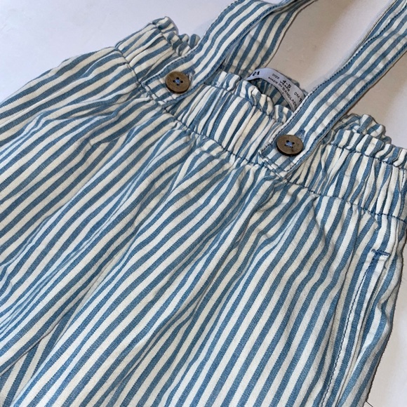 ZARA Girls striped Capri suspender pants - Picture 4 of 5